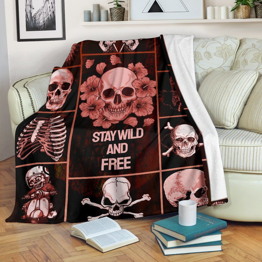 Skull Sherpa Fleece Blanket
