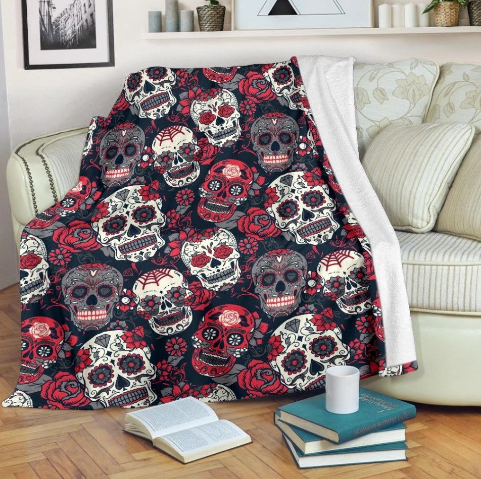 Skull Sherpa Fleece Blanket