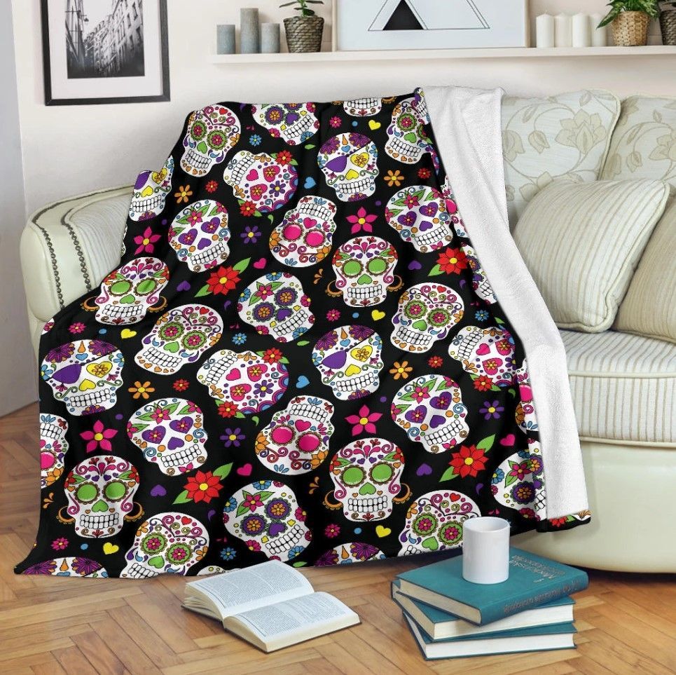 Skull Sherpa Fleece Blanket