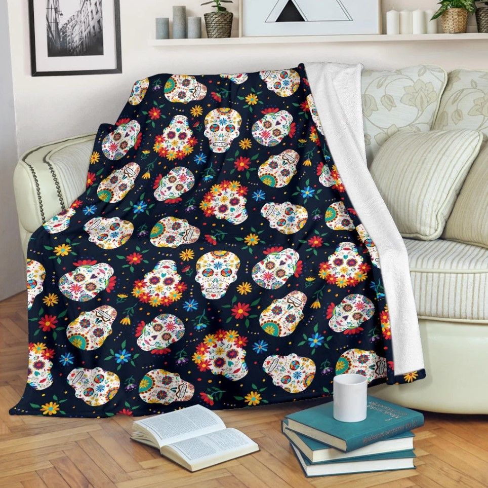 Skull Sherpa Fleece Blanket