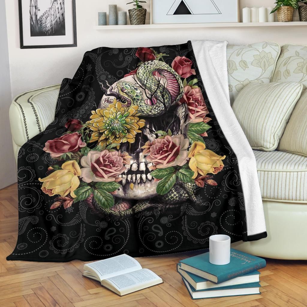 Skull Sherpa Fleece Blanket