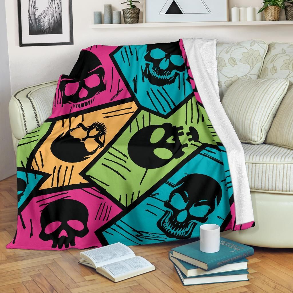 Skull Sherpa Fleece Blanket
