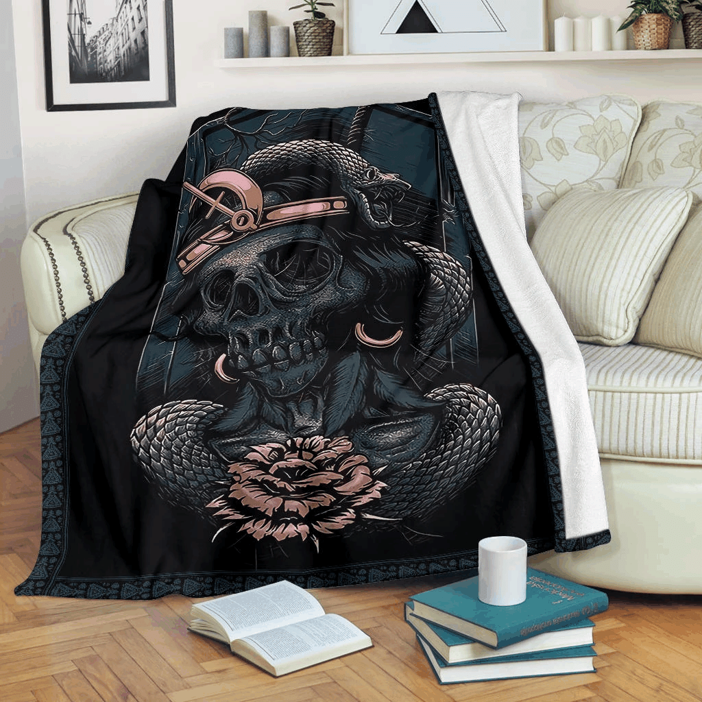 Skull Sherpa Fleece Blanket
