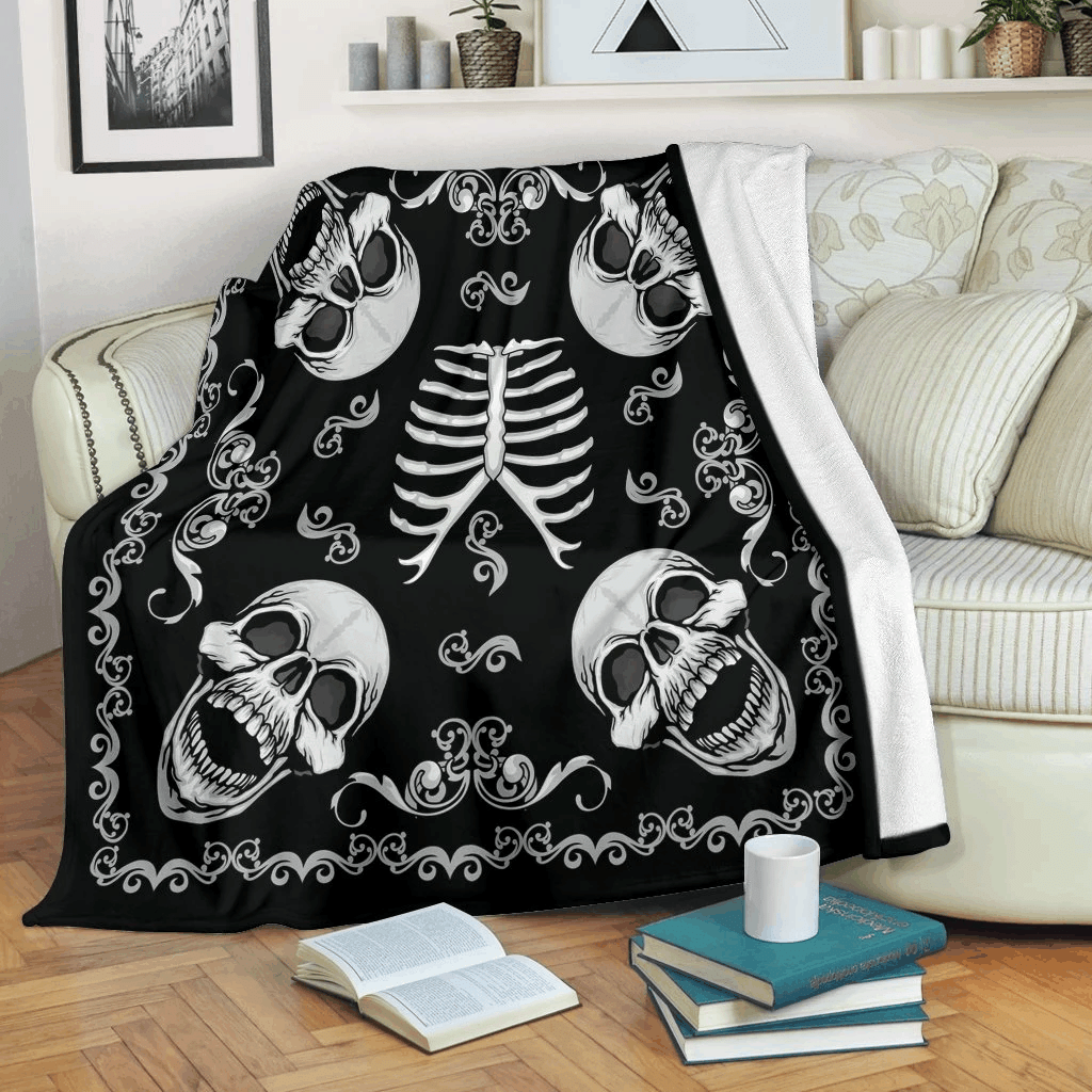 Skull Sherpa Fleece Blanket