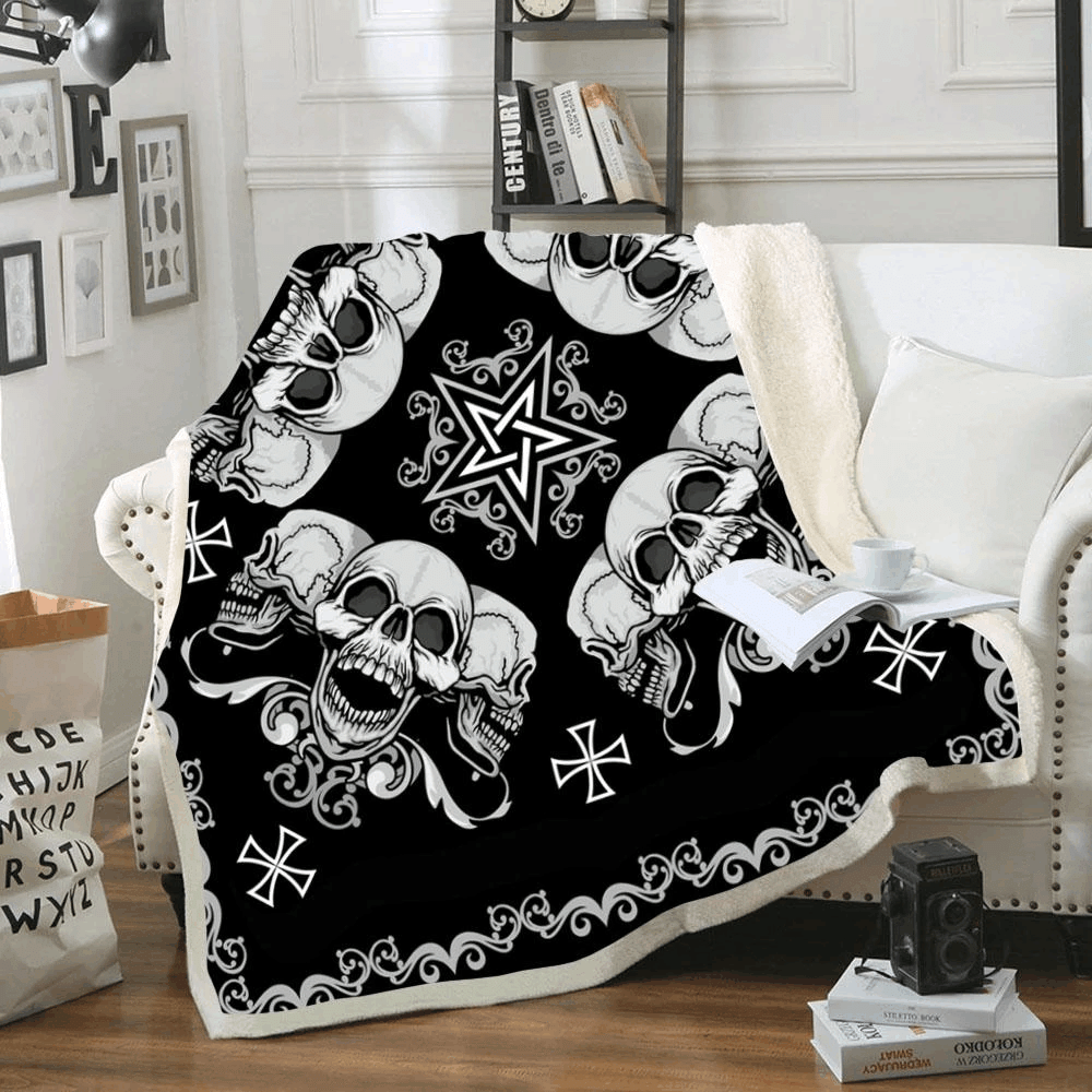Skull Sherpa Fleece Blanket