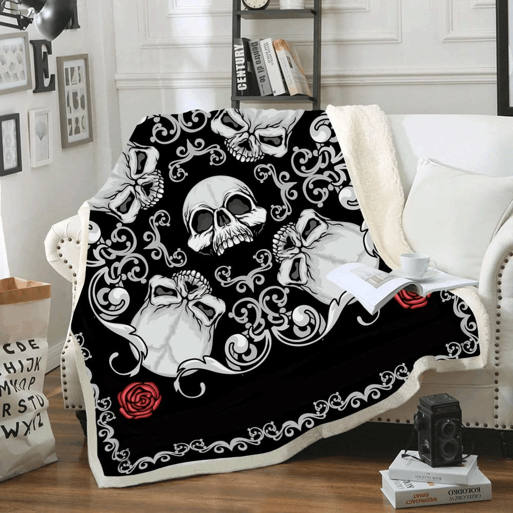 Skull Sherpa Fleece Blanket