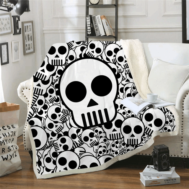Skull Sherpa Fleece Blanket