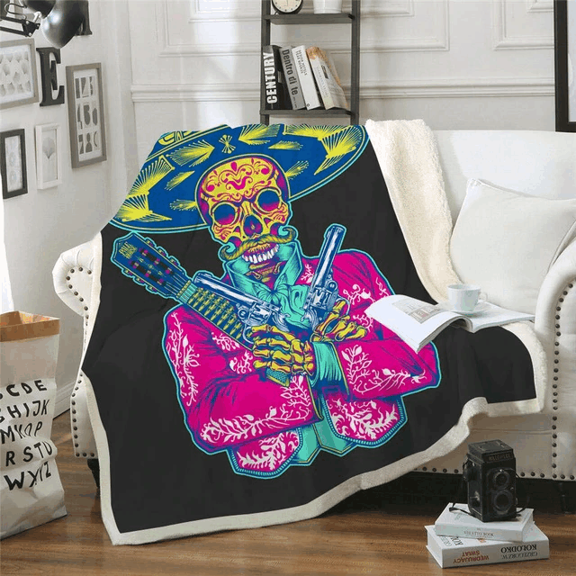 Skull Sherpa Fleece Blanket