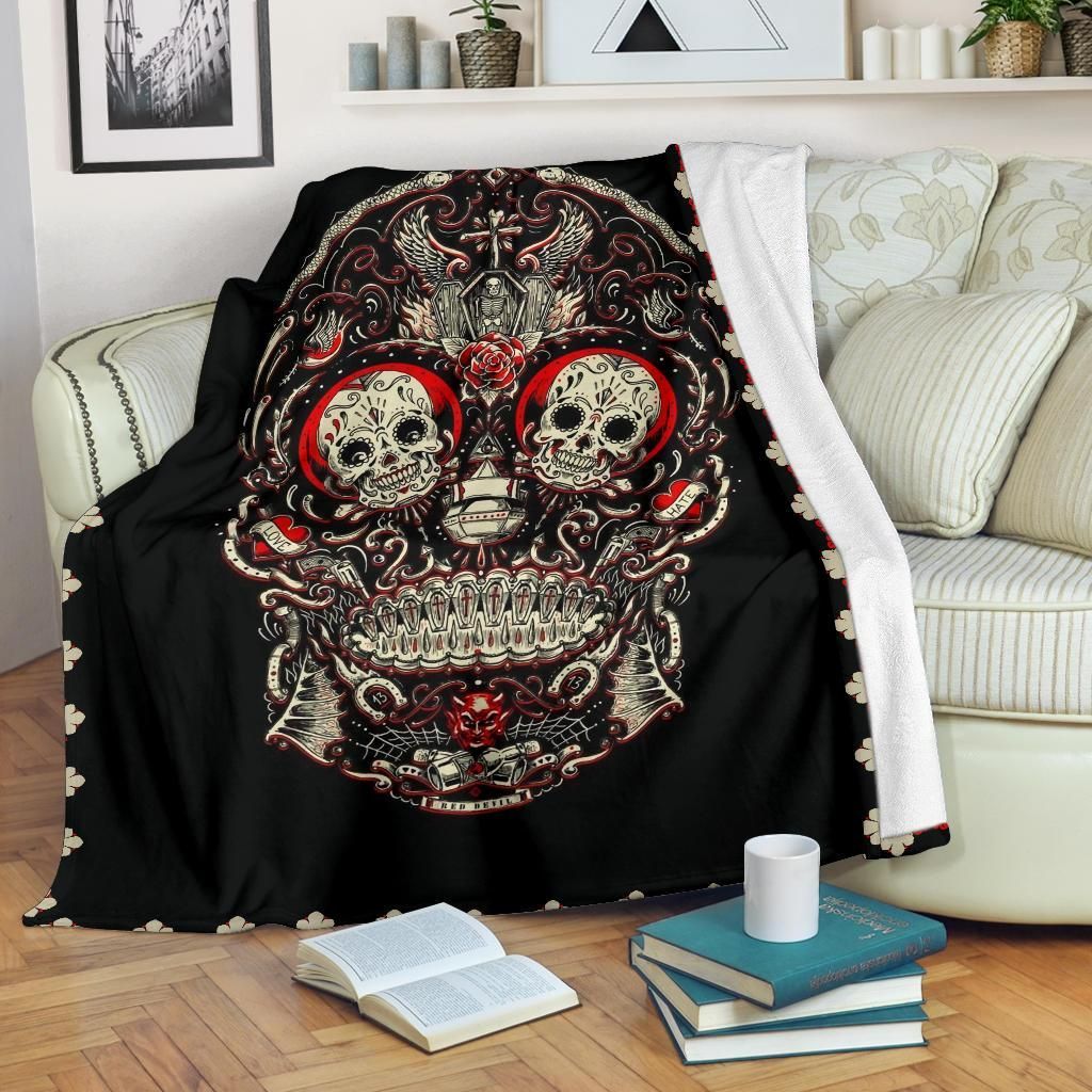 Skull Sherpa Fleece Blanket