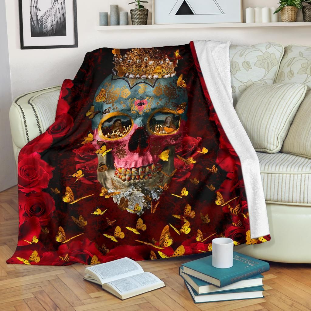 Skull Sherpa Fleece Blanket