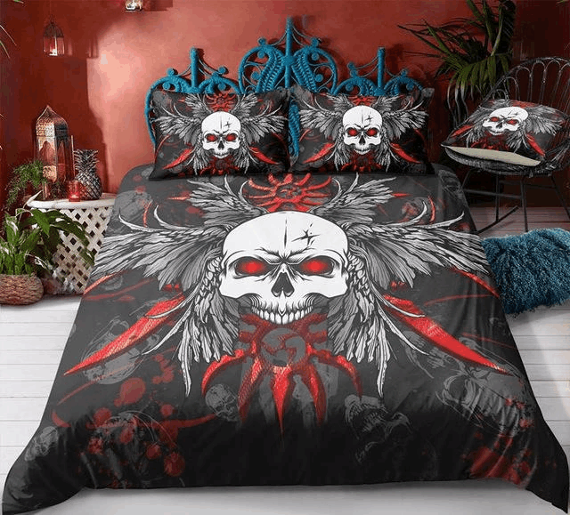 Skull Colorful Cross Wing Bedding Set
