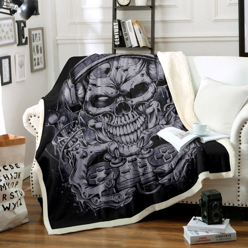 Skull Controller Sherpa Fleece Blanket