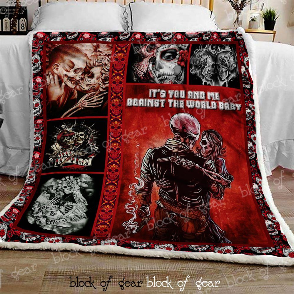 Skull Couple Sherpa Fleece Blanket