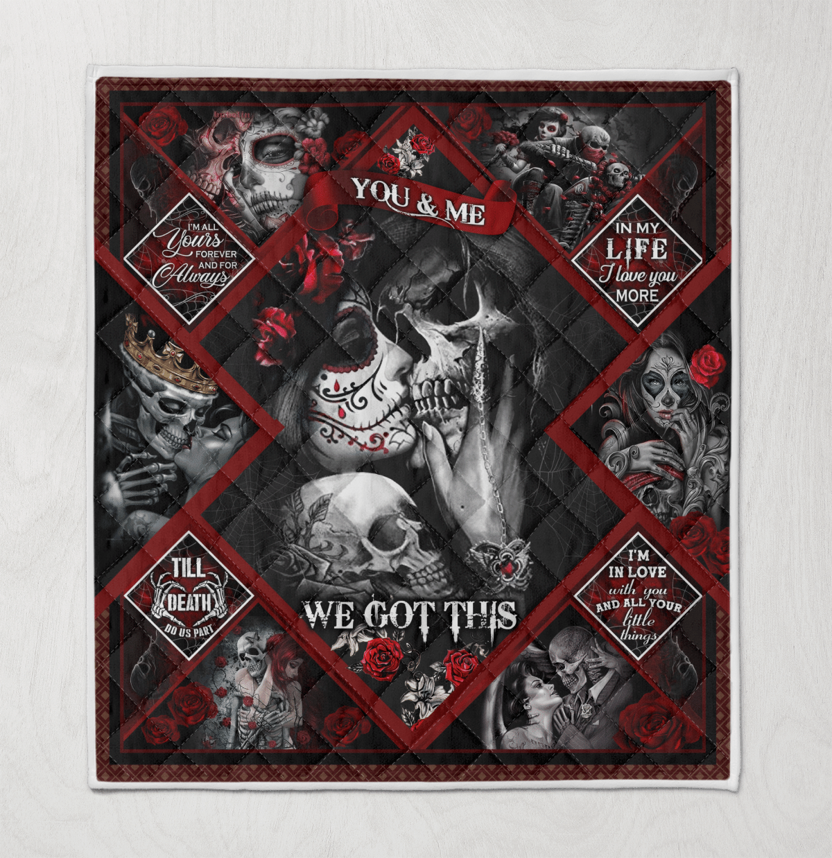 Skull Couple Colorful Basic Quilt Blanket DHC170615