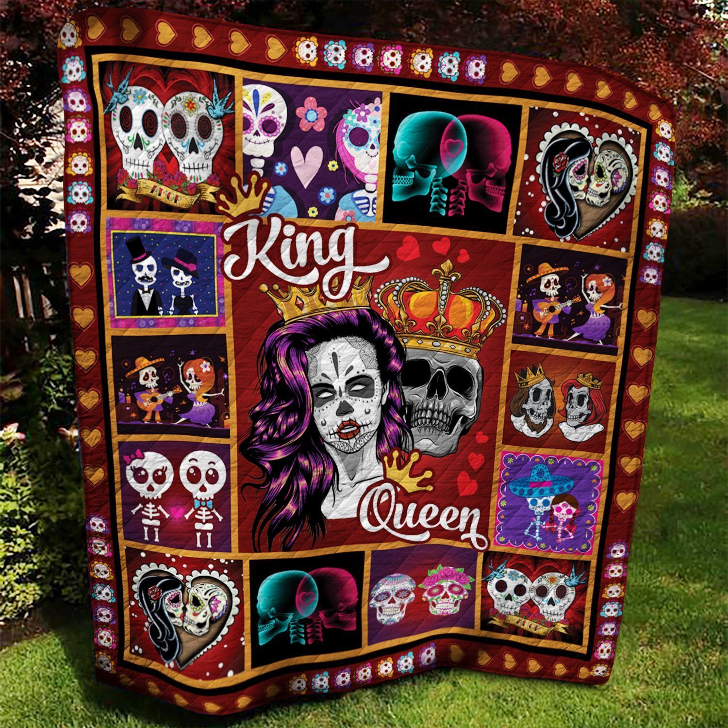 Skull Couple Quilt Blanket AAA230701TA