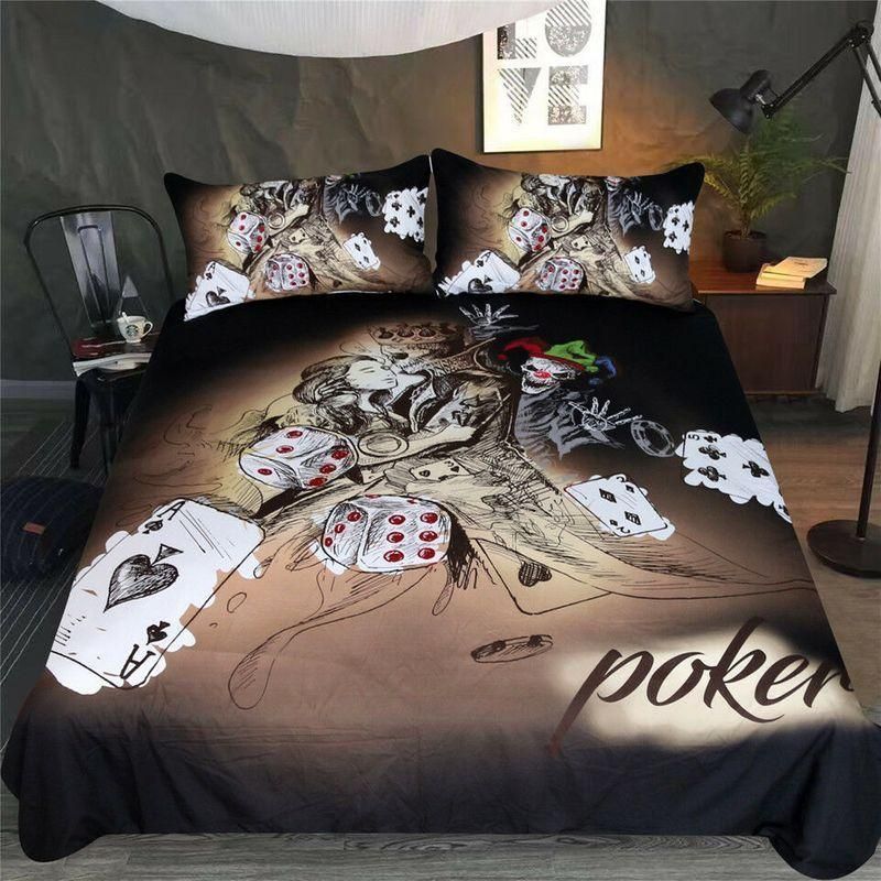 Skull Couples Poker Cards  Bedding Set