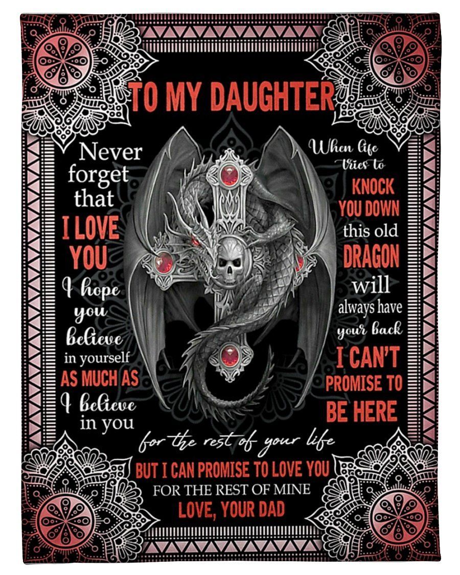 Skull Cross Dad To My Daughter Fleece Blanket Believe In Yourself Fleece Blanket