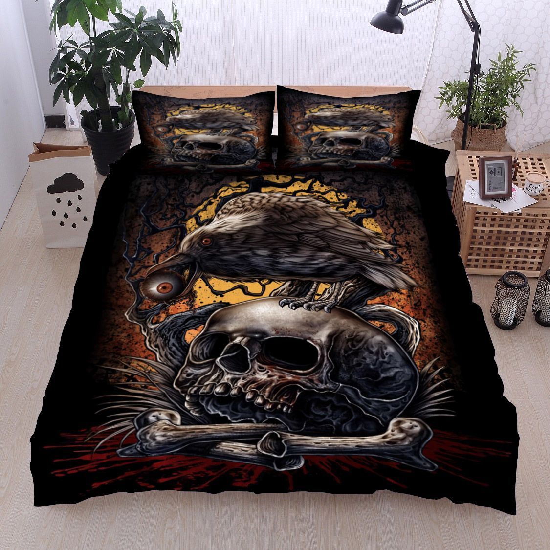 Skull Crow Bedding Set