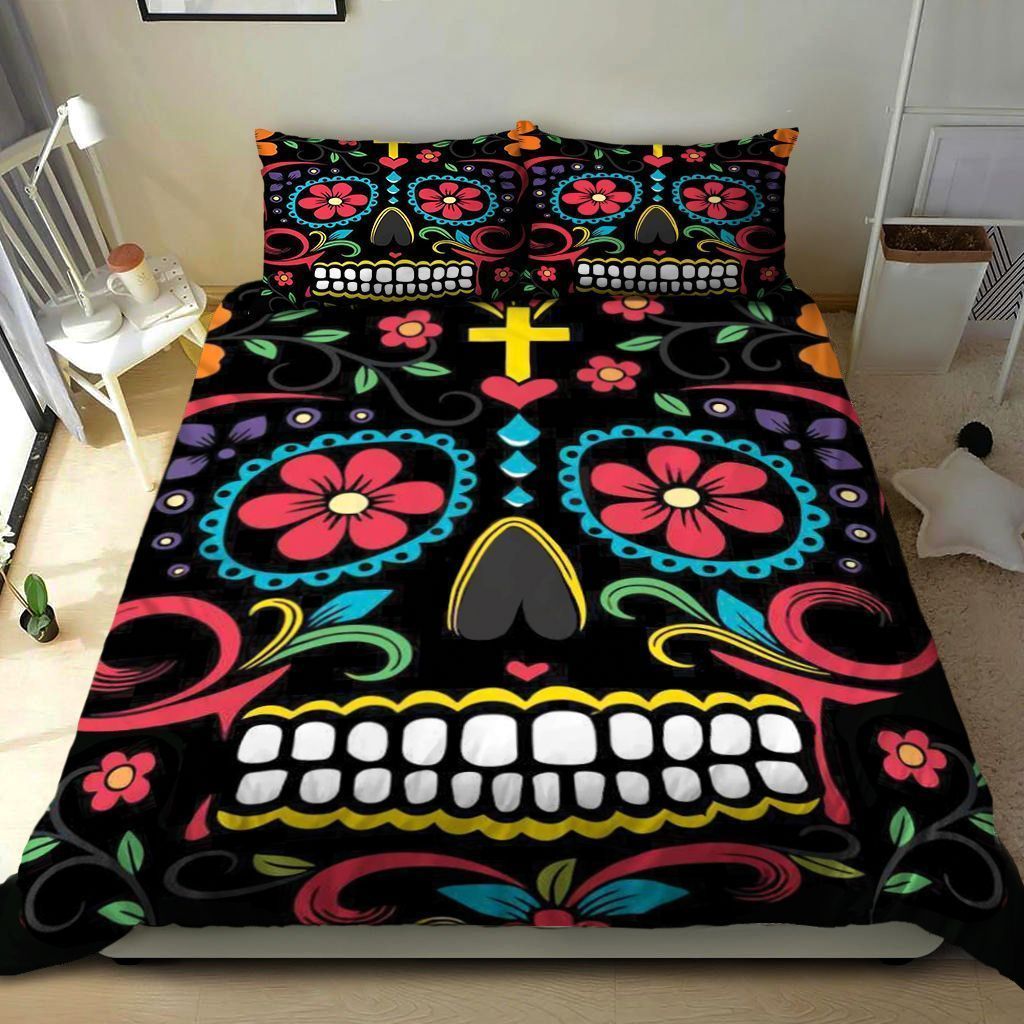 Skull Day Of The Dead Cross Bedding Set