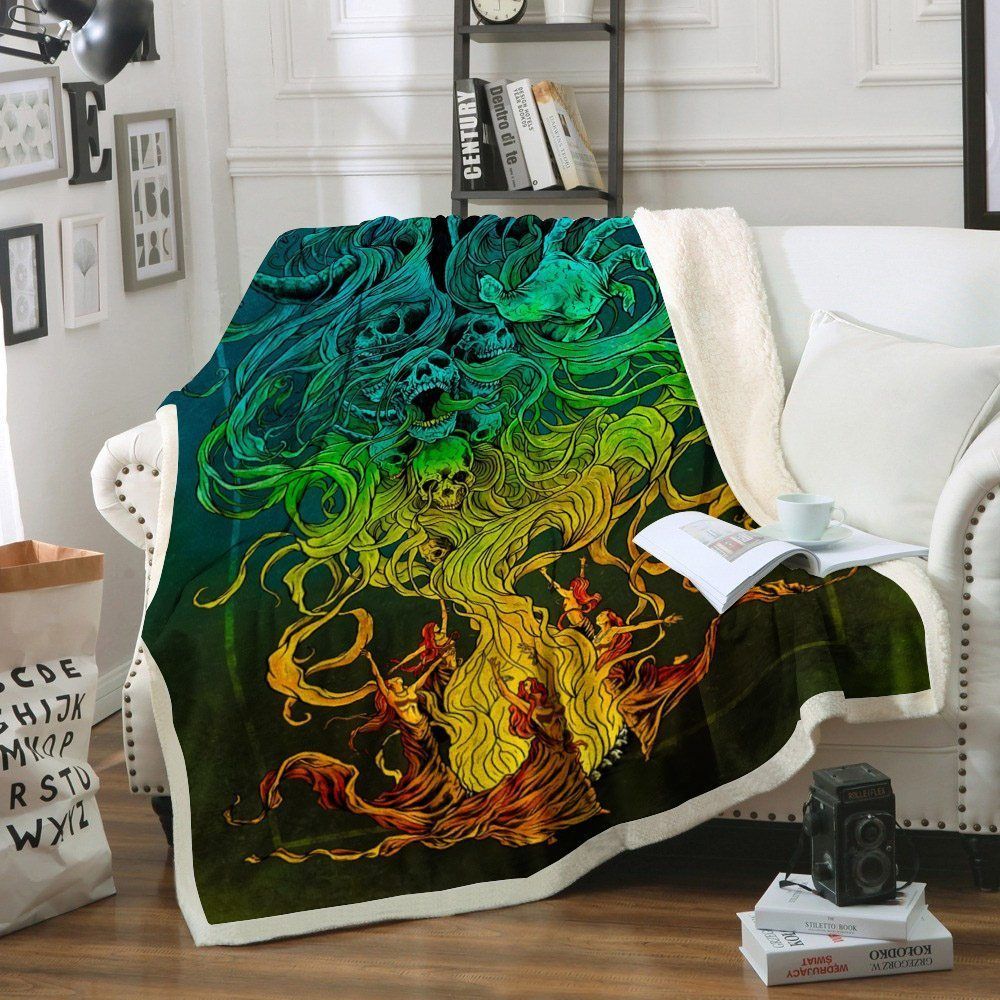 Skull Sherpa Fleece Blanket