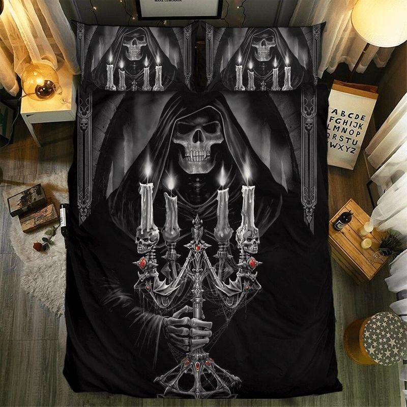 Skull Death Candles Printed Bedding Set