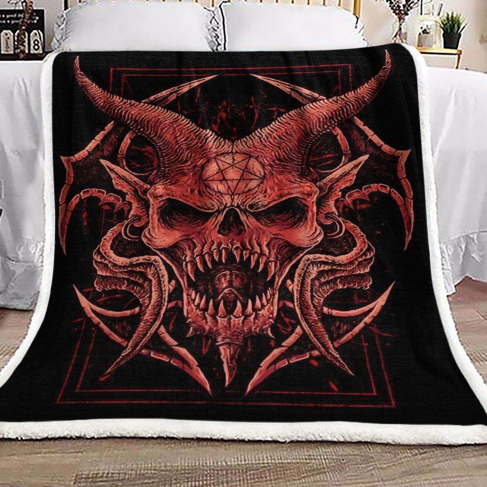 Skull Devil Sherpa Fleece Blanket