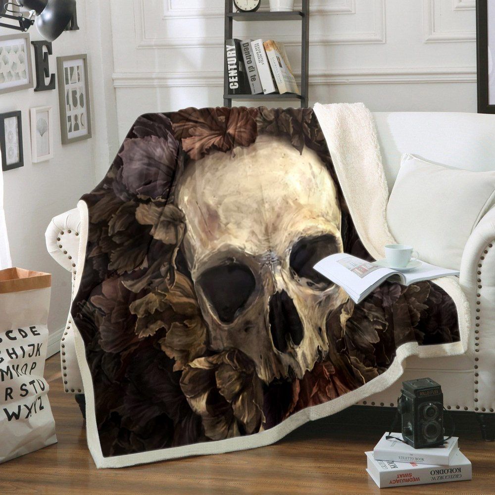 Skull Died Sherpa Fleece Blanket