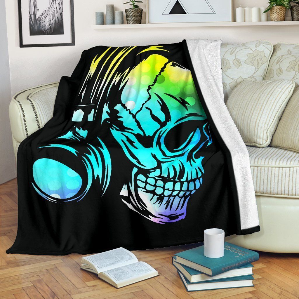 Skull Dj Sherpa Fleece Blanket