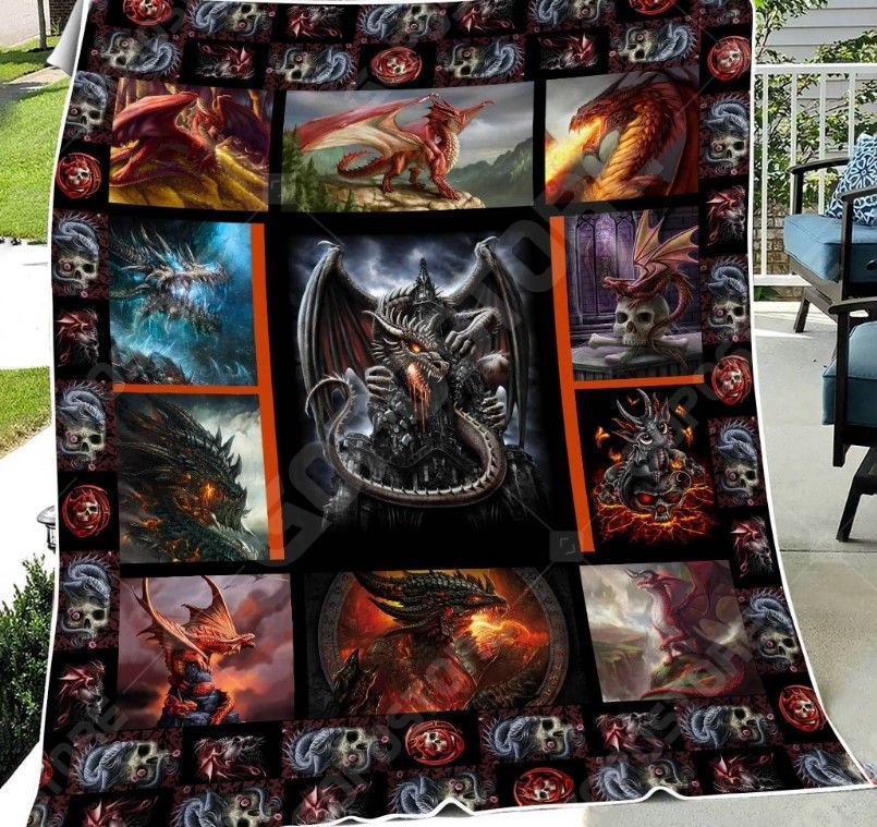 Skull Dragon Sherpa Fleece Blanket