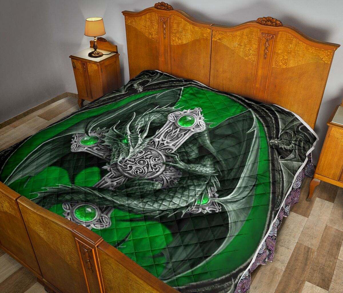 skull dragon green quilt 2 DHC281111474DD