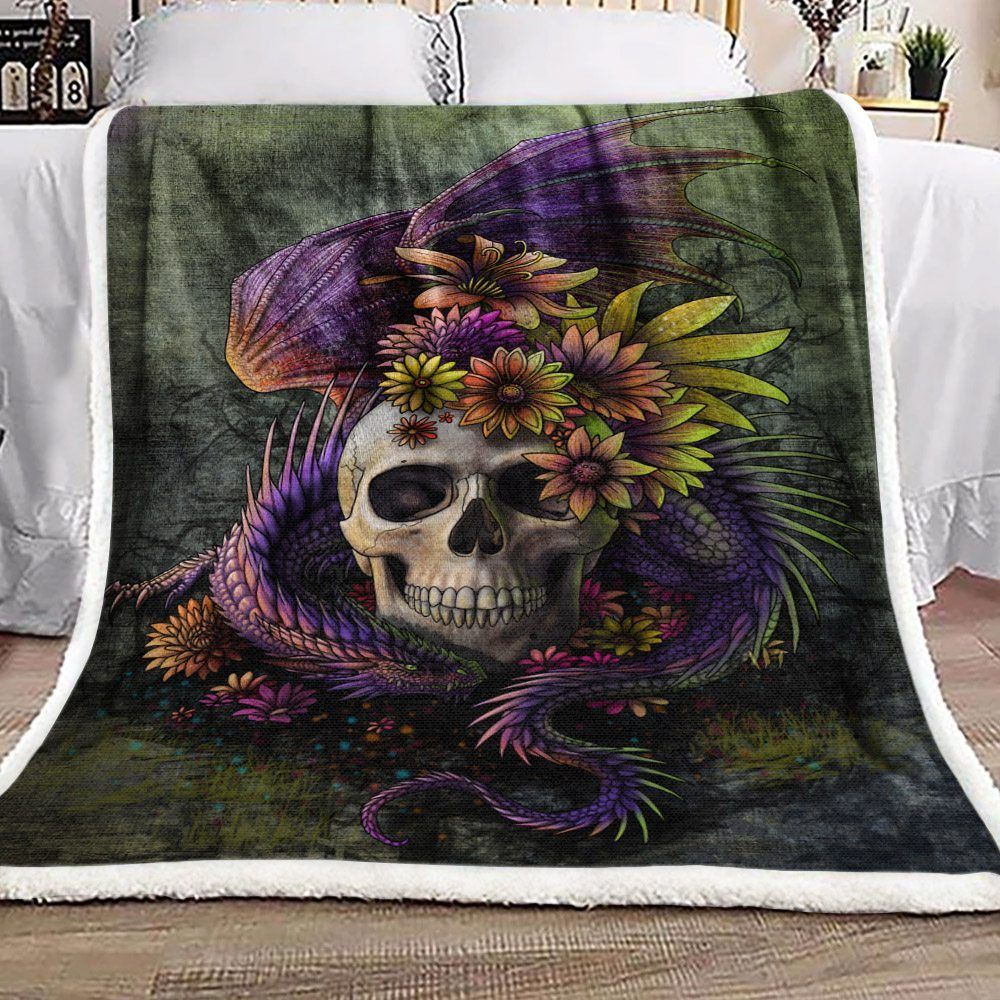 Skull Dragon Sherpa Fleece Blanket