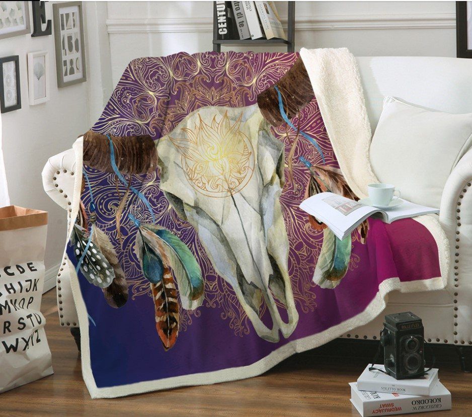 Skull Dreamcatcher Sherpa Fleece Blanket