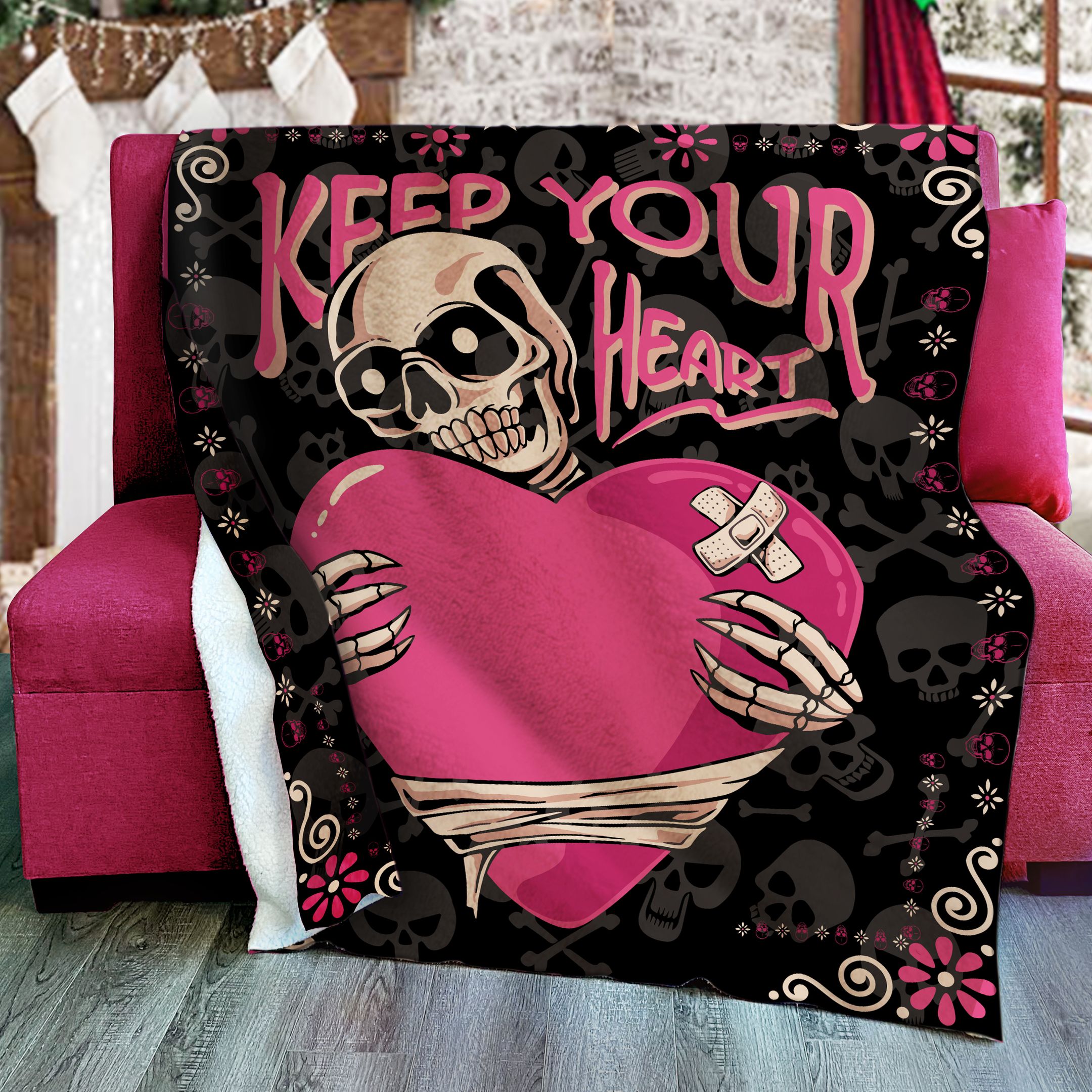 Skull Sherpa Fleece Blanket