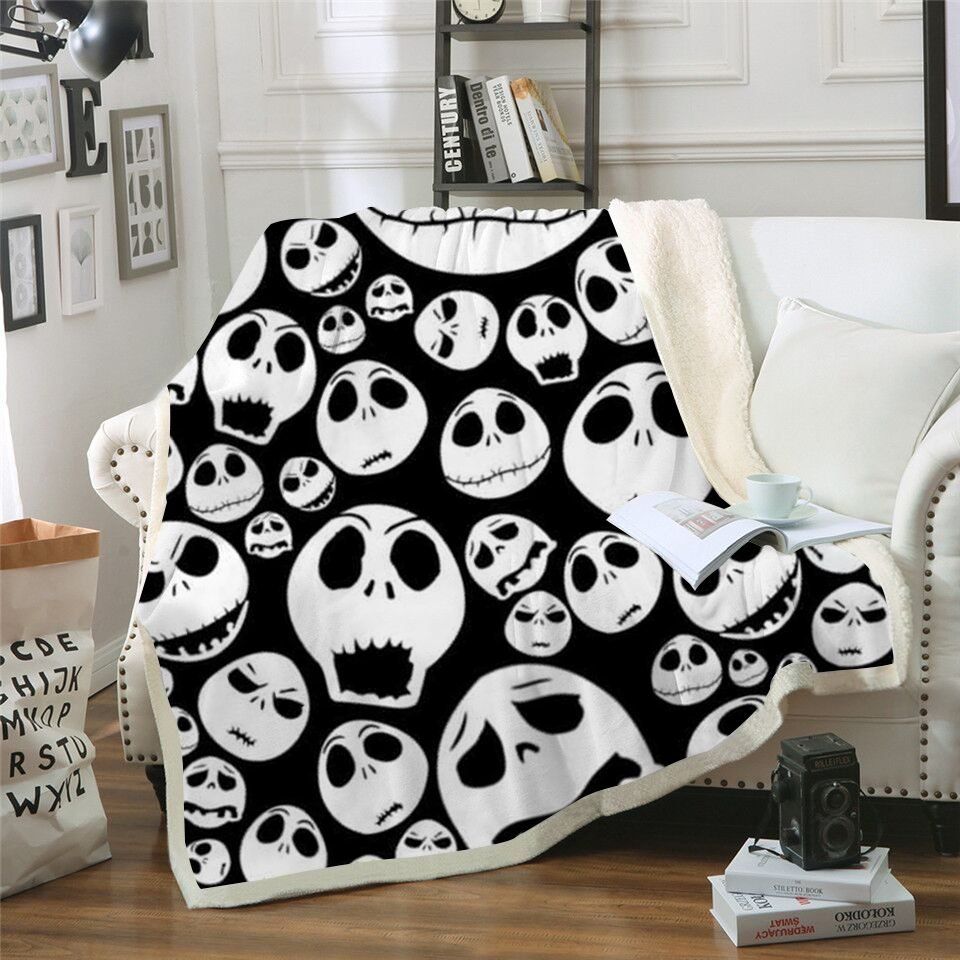 Skull Expression Sherpa Fleece Blanket