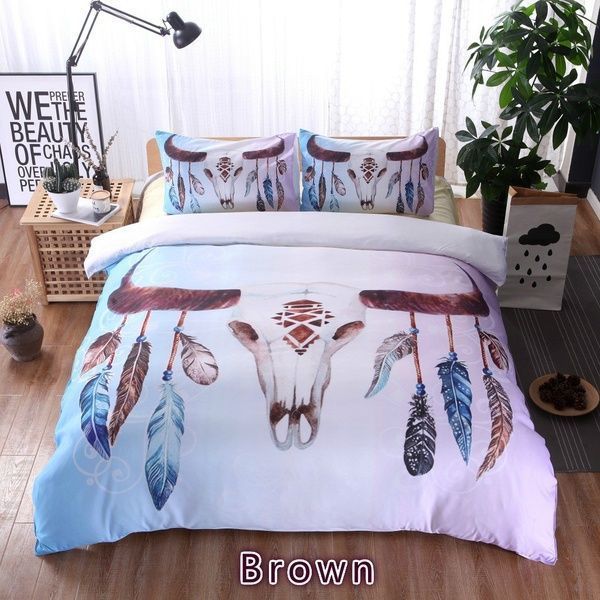 Skull Feathers Bedding Set