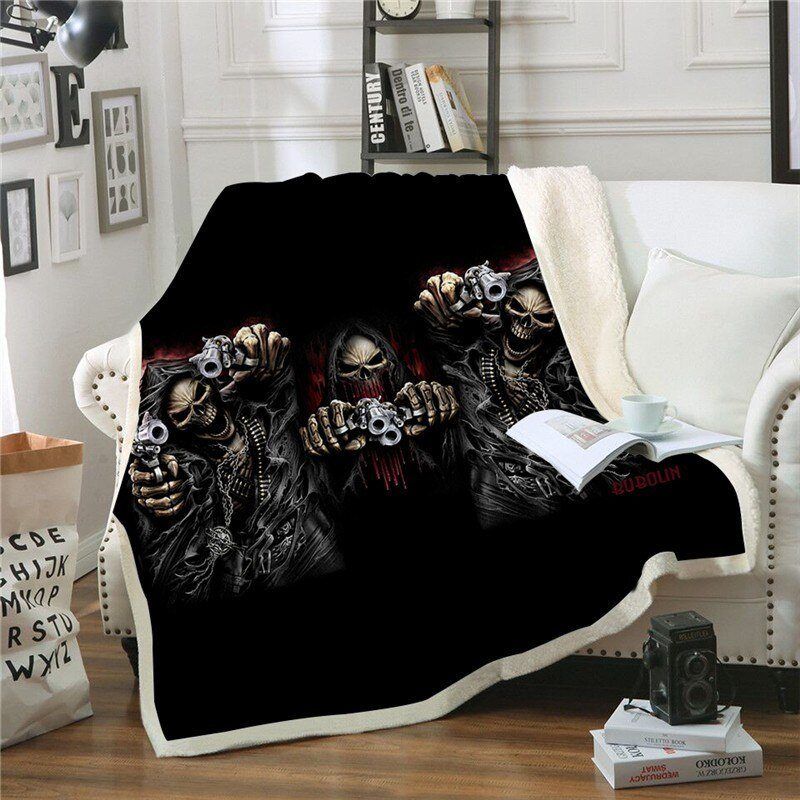 Skull Fight Sherpa Fleece Blanket