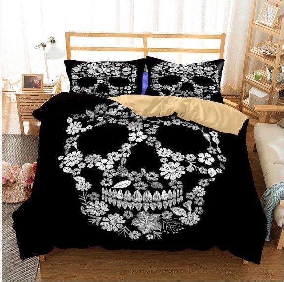 Skull Floral Bedding Set
