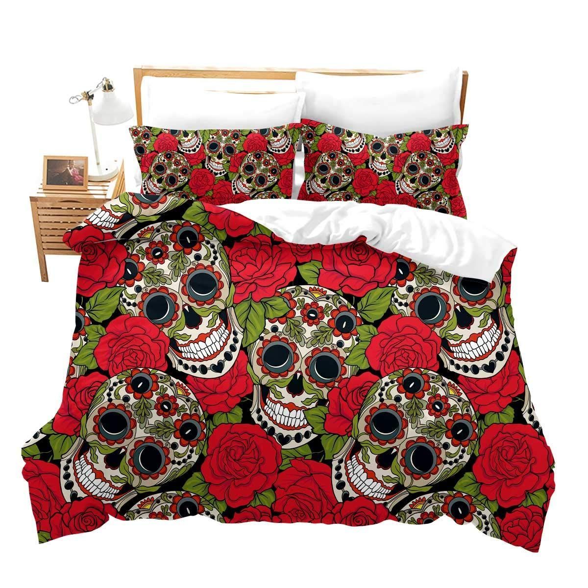 Skull Floral Bedding Set