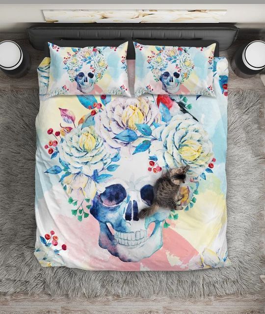 Skull Floral Bedding Set