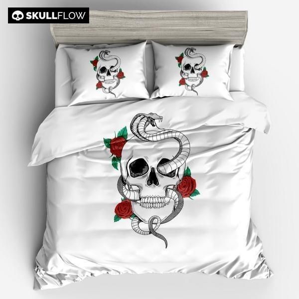 Skull Floral Snake Bedding Set