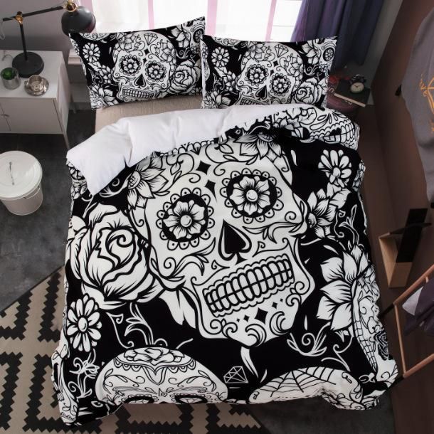 Skull Flower Bedding Set