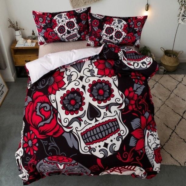 Skull Flower Bedding Set