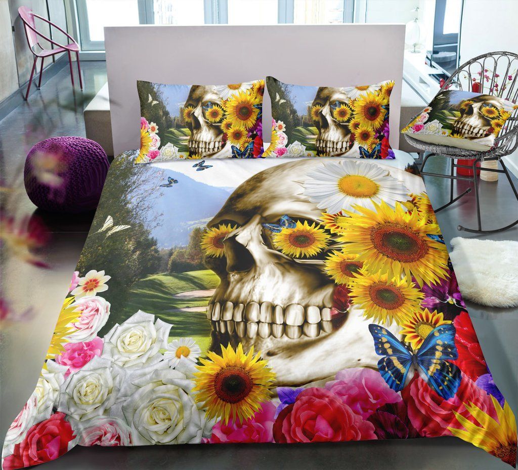 Skull Flower Bedding Set
