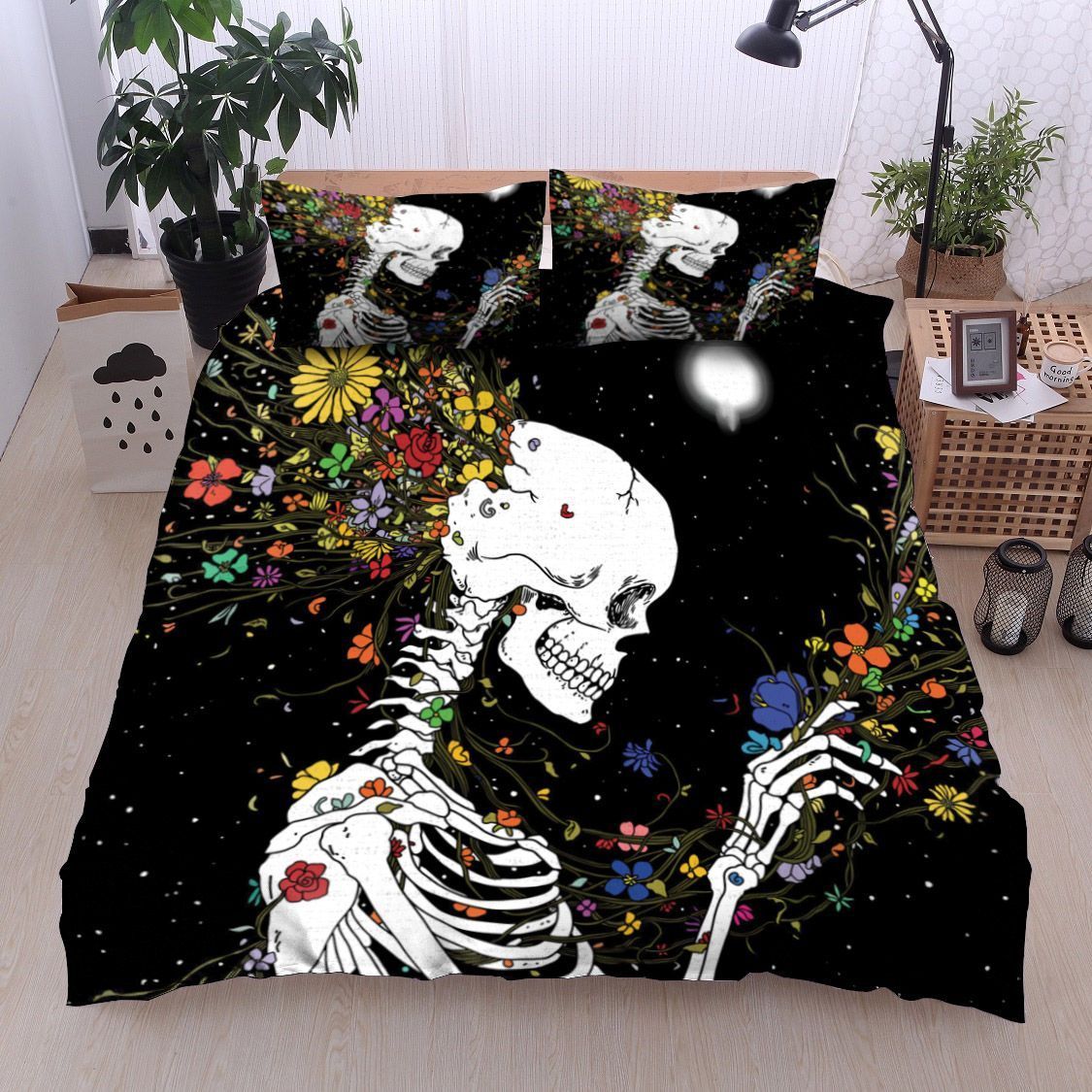 Skull Flower Bedding Set