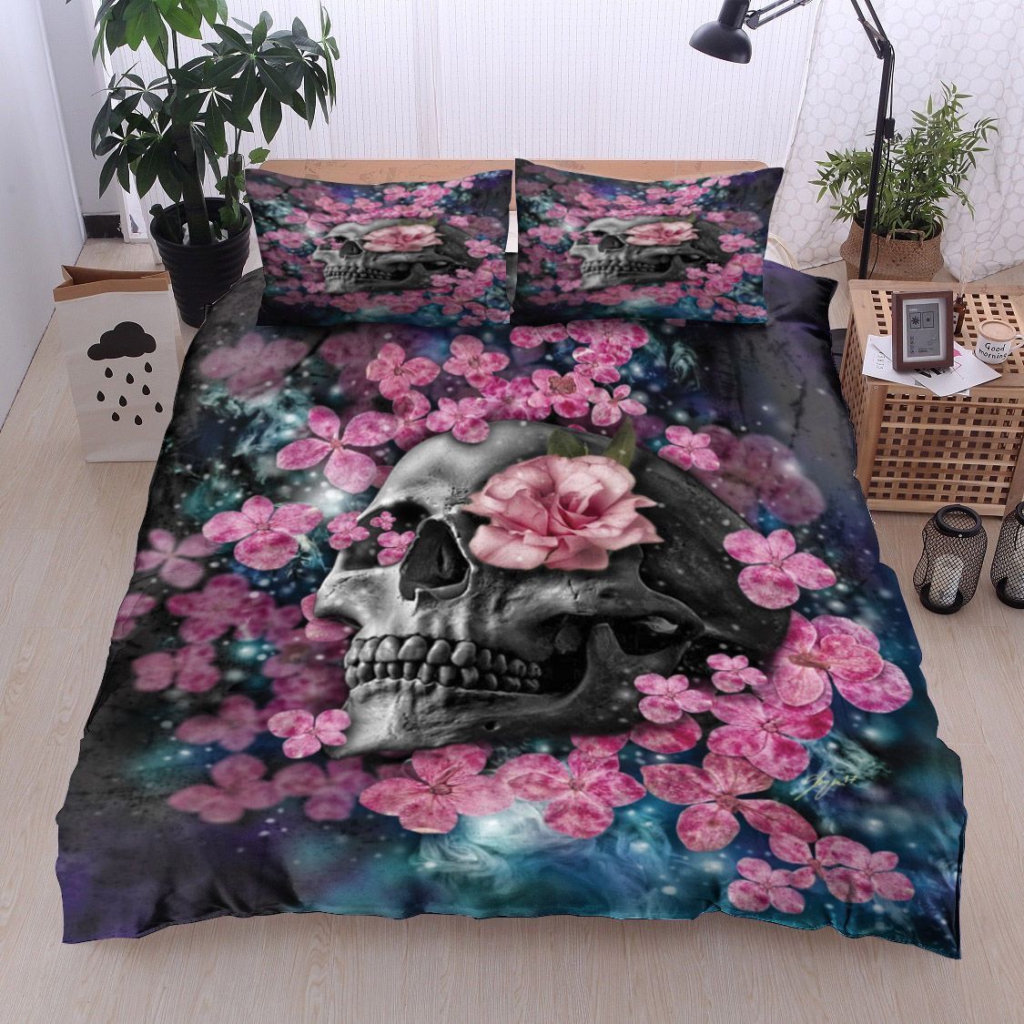 Skull Flower Bedding Set