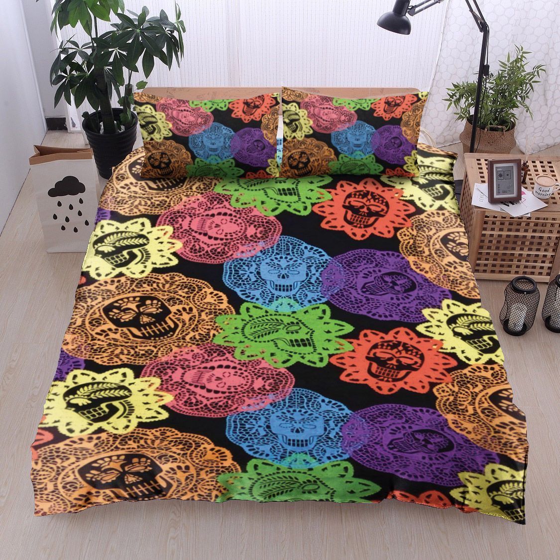 Skull Flower Bedding Set