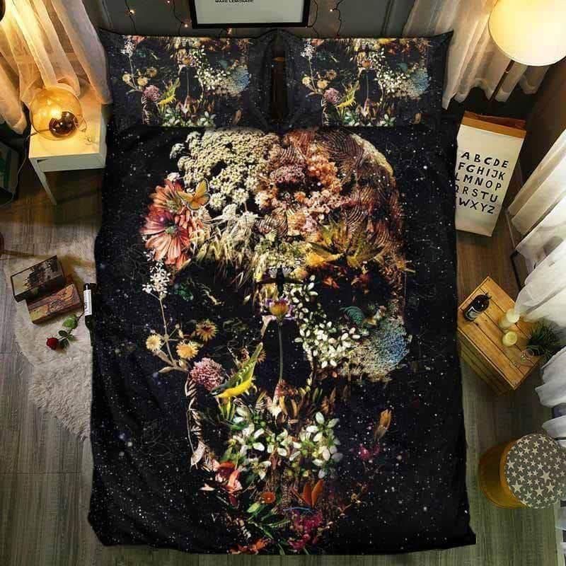Skull Flower Face Printed Bedding Set