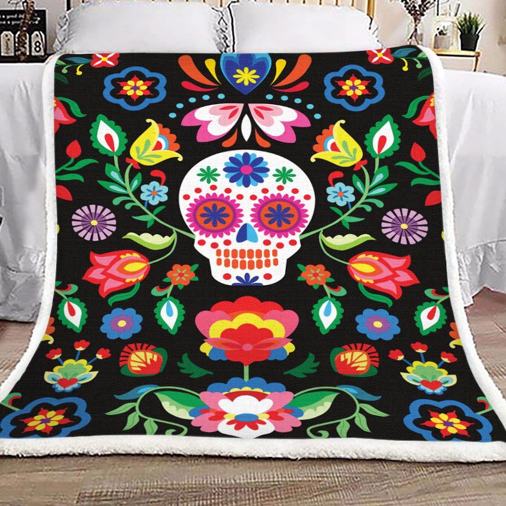 Skull Flower Sherpa Fleece