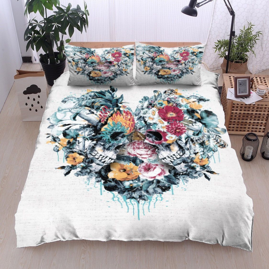 Skull Flower Love Bedding Set