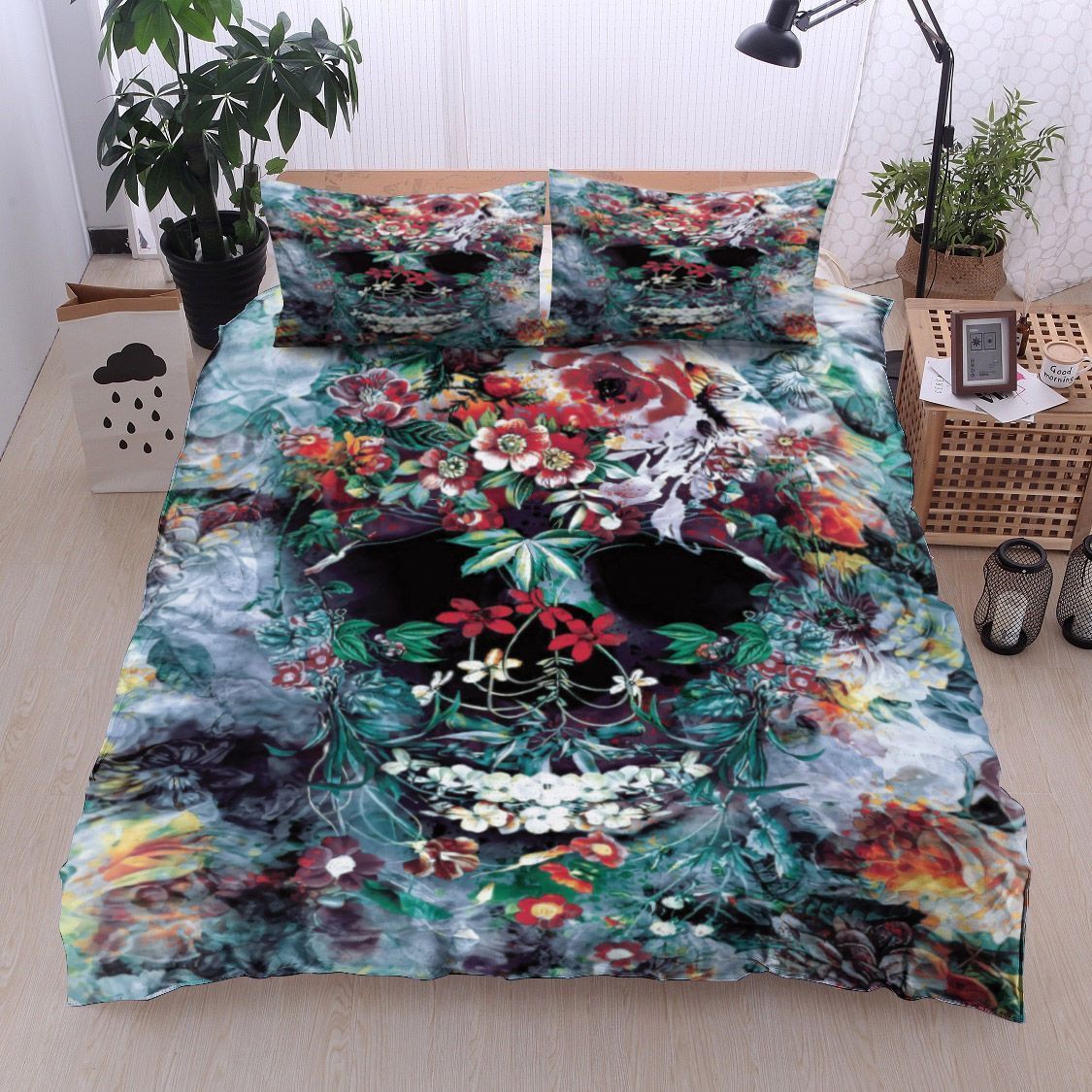 Skull Flower Bedding Set